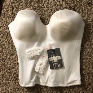 Strapless longline underwire bridal bra 32DD